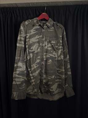 Express Camo Boyfriend Utility Button Down Shirt